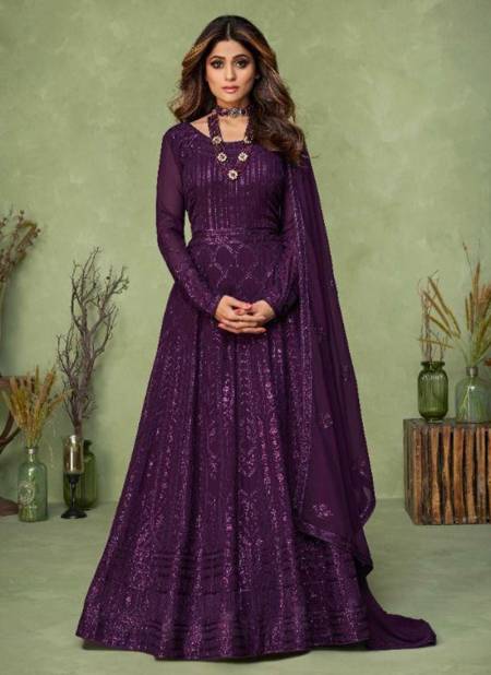 Purple Colour AASHIRWAD MASAKALI Heavy Wedding Wear Georgette Salwar Suit Collection 9147